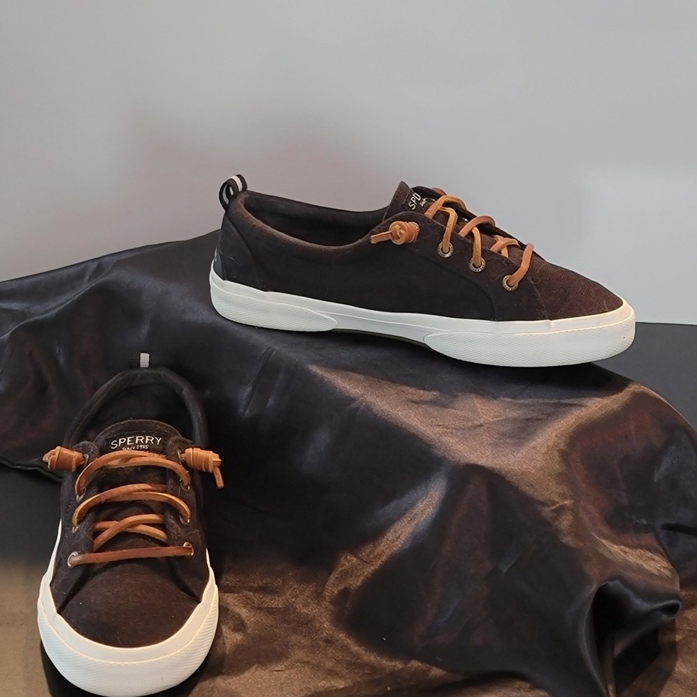 Sperry Crest Vibe Black Canvas Sneakers Womens 6.5W Low Top Boat Shoes